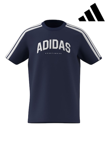 adidas Blue 100% Cotton Collegiate T-Shirt (E43754) | R$ 130