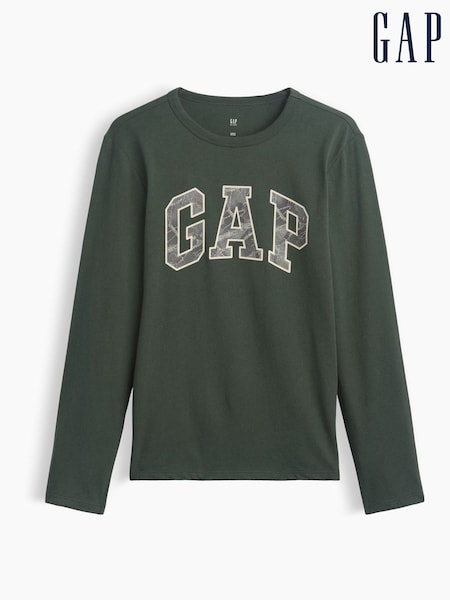 Camo vert - Gap Logo Long Sleeve T-shirt (4-13yrs)