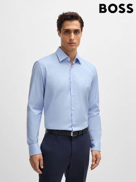 BOSS Regular-Fit Houndstooth Easy-Iron Stretch Cotton Shirt (E43778) | 413 LEI