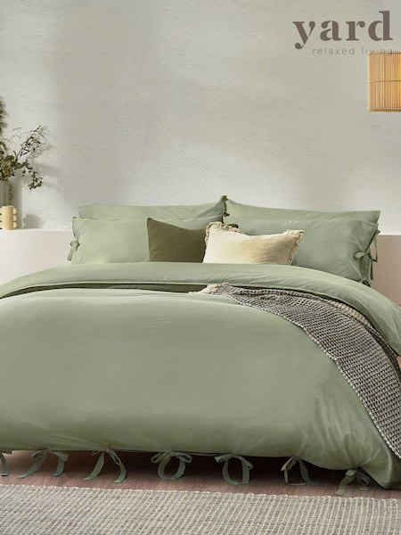 Yard Soft Sage Mallow Bowtie 100% Cotton Duvet Cover Set (E43822) | €45 - €82