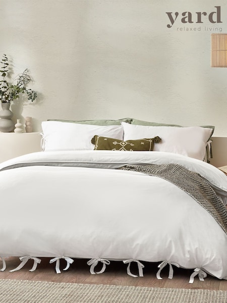 Yard Warm White Mallow Bowtie 100% Cotton Duvet Cover Set (E43838) | €45 - €82