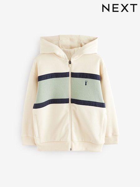 Cream/Green Colourblock Zip Through Hoodie (3-16yrs) (E43865) | ₪63 - ₪84