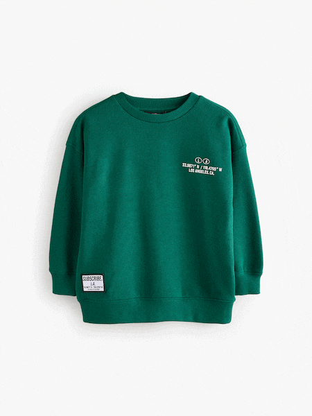 Green Subscribe Back Print Crew Neck Sweatshirt (3-16yrs) (E43874) | €14 - €20