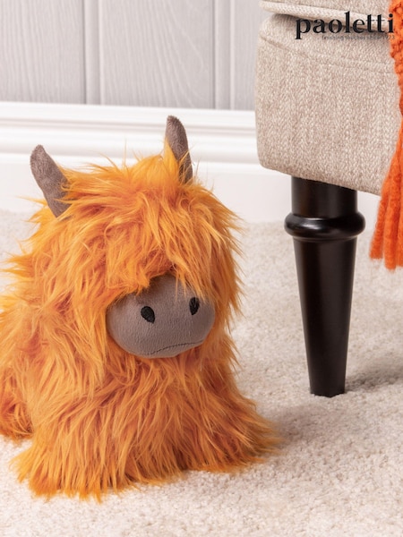 Paoletti Orange Highland Cow Faux Fur Novelty Doorstop (E44028) | €23
