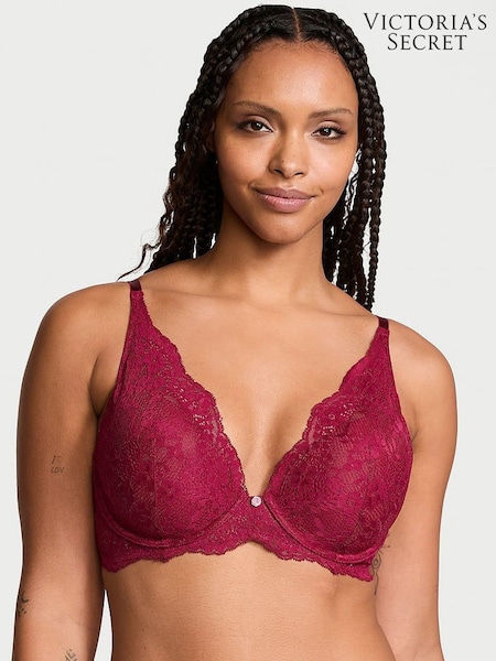 Victoria's Secret Campari Red Half Pad Plunge Lace Bra (E44040) | €52