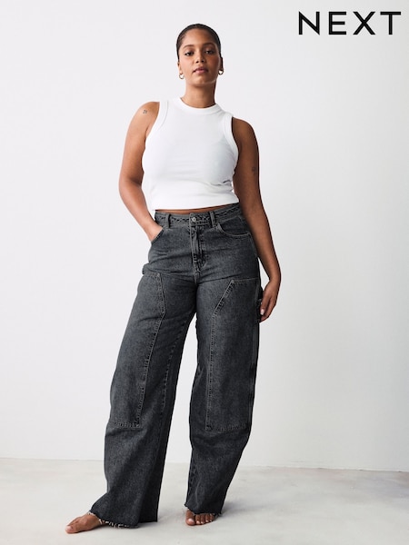 Black Hourglass Carpenter Wide Leg 100% Cotton Jeans (E44050) | €22