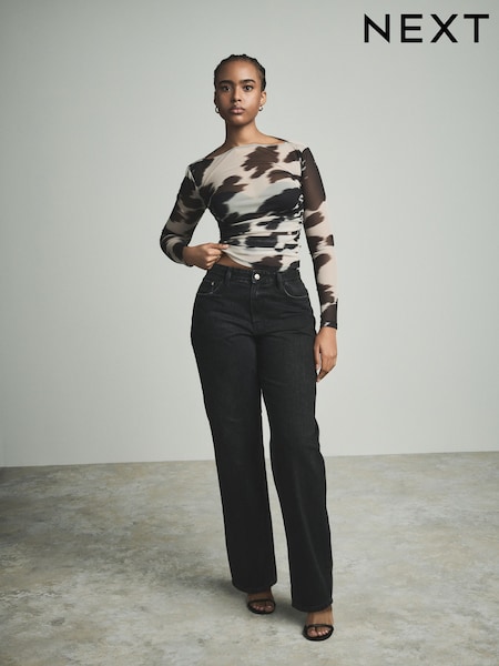 Black Hourglass Baggy 100% Cotton Wide Leg Jeans (E44060) | €52
