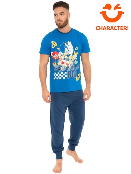 Character Blue Sonic The Hedgehog 100% Cotton Pyjamas Set (E44068) | AED179