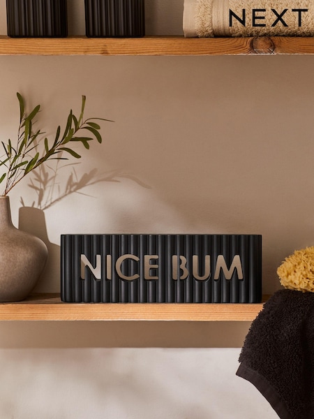 Black Nice Bum Rib Word Block Ornament (E44079) | €19