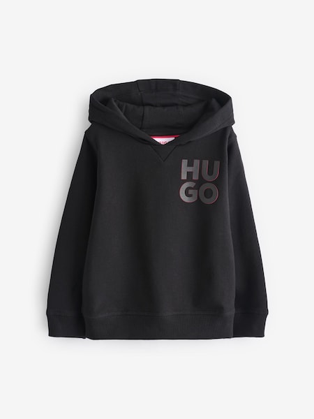 HUGO Black Square Chest Logo Hoodie (E44180) | ₪427 - ₪498