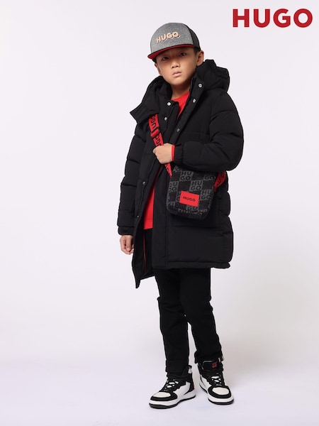 HUGO Black Longline Logo Puffer Coat (E44191) | AED451 - AED550