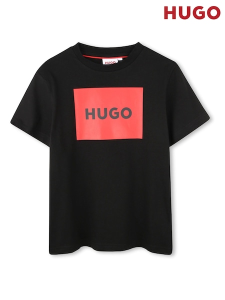 أسود - HUGO Logo Short Sleeve T-Shirt (E44192) | ‏102 د.إ.‏ - ‏ 131‏ د.إ.