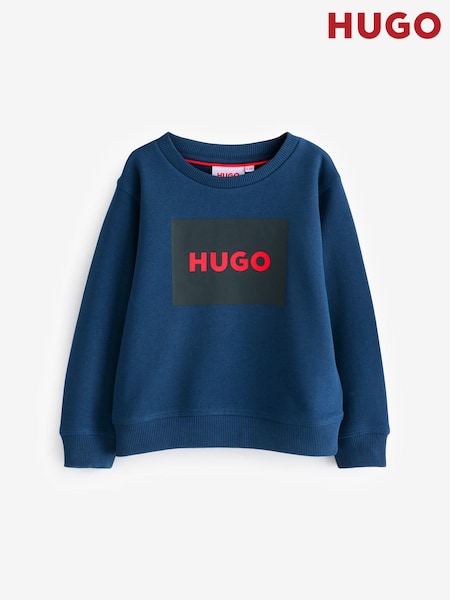 HUGO Blue Logo Fleece Crew Neck Sweatshirt (E44196) | €49 - €56