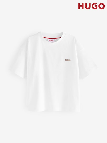 HUGO White Small Chest Logo Short Sleeve T-Shirt (E44202) | ₪226 - ₪277