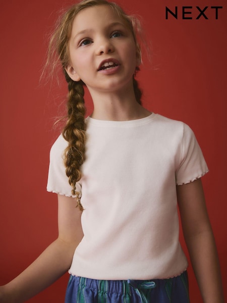 White Ribbed T-Shirt (3-16yrs) (E44334) | €6 - €10