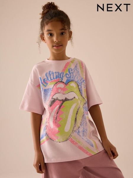 Pink Oversized Rolling Stones Band License T-Shirt (3-16yrs) (E44357) | € 21 - € 28