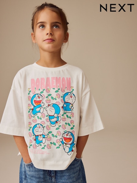 White Doraemon License Graphic 100% Cotton T-Shirt (3-16yrs) (E44358) | €17 - €24