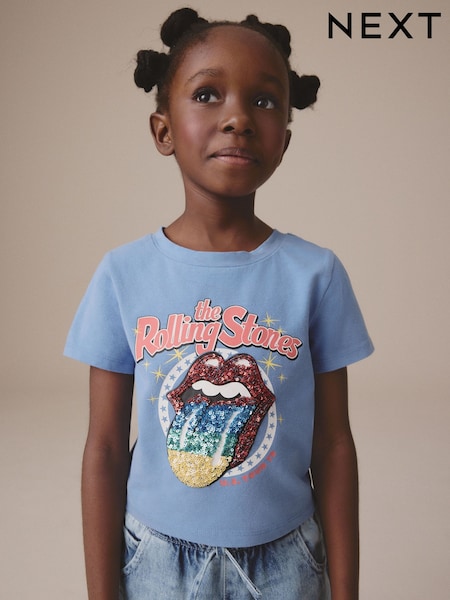 Blue Sequin Rolling Stones Band Boxy T-Shirt (3-16yrs) (E44366) | €20 - €27