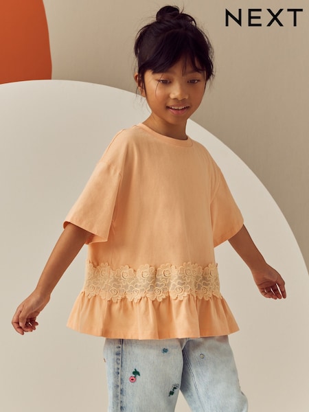 Orange Lace Frill Hem T-Shirt (3-16yrs) (E44411) | 371 UAH - 576 UAH