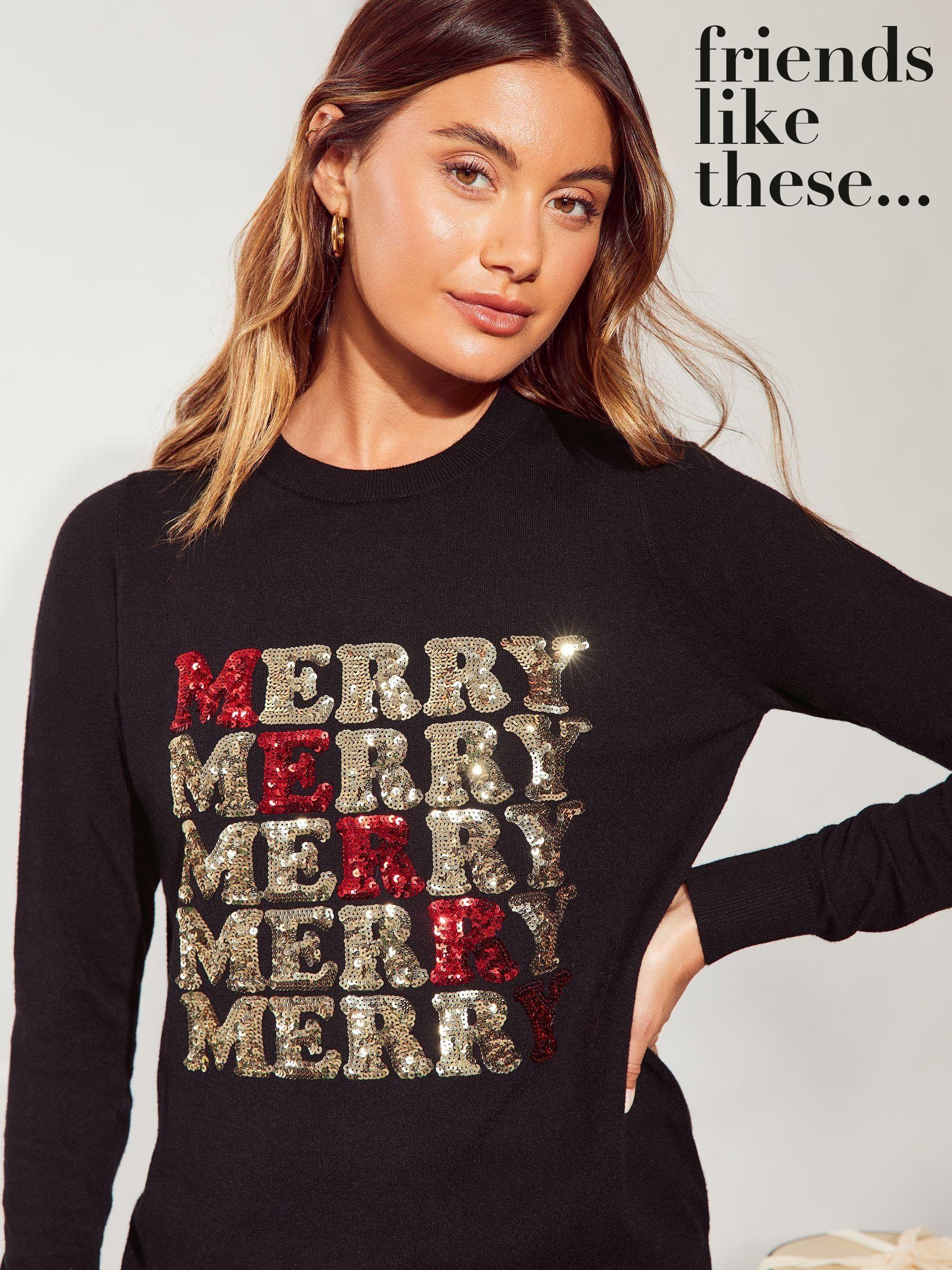 Friends Like These Christmas Sweater Sequin Long Sleeve Round Neck Jumpers Next Luxembourg