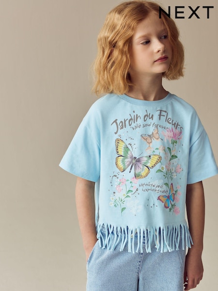 أزرق - Sequin Butterfly Fringe T-Shirt (3-16yrs) (E44439) | ‏49 ر.ق. - ‏74 ر.ق.