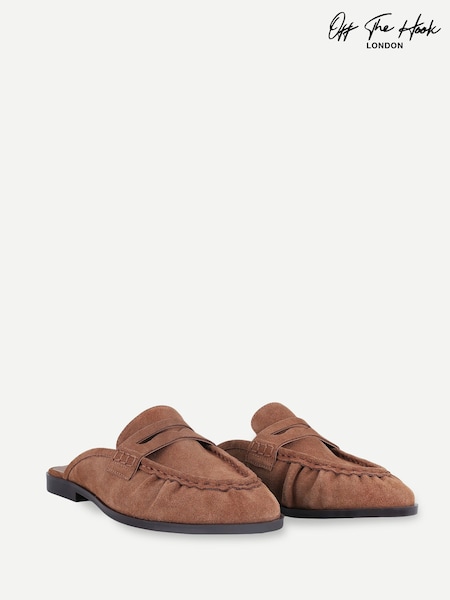Brown - Off The Hook Tiggy Suede Open Back Slip-on Loafers