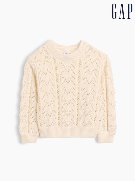 Cream - Gap Textured Crew Neck Jumper (6mths-5yrs)