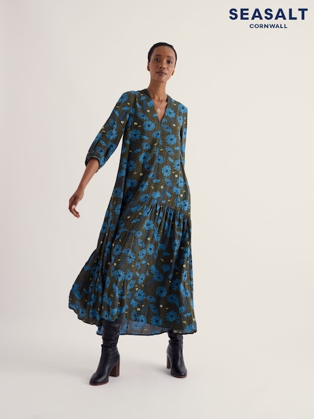 Zelená - Seasalt Cornwall Windblown Tiered V-neck Dress
