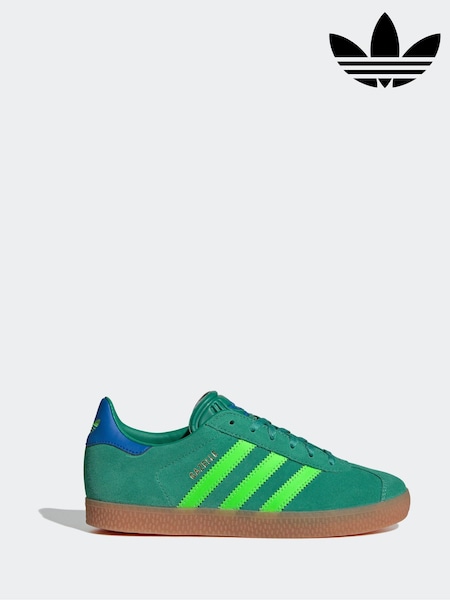 adidas Originals Green/Lime Junior Gazelle Trainers (E44715) | ₪277