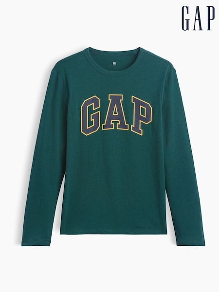 vert foncé - Gap Logo Long Sleeve T-shirt (4-13yrs)
