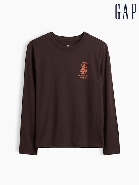 Brown Adventure - Gap Graphic Long Sleeve T-shirt (4-13yrs)