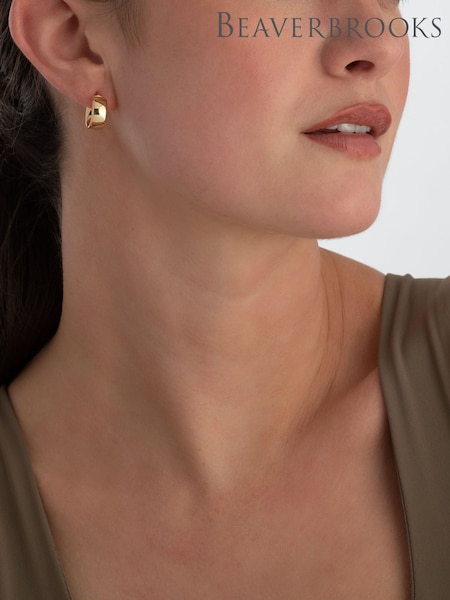 Sterling Silver 9ct - Beaverbrooks Yellow Gold Bonded Hoop Earrings