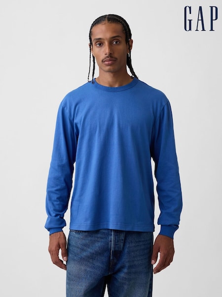 Blue - Regular Gap Heavyweight Relaxed Long Sleeve T-shirt
