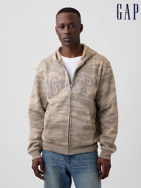 Brown Camo - Regular Gap Relaxed Full-zip Hoodie