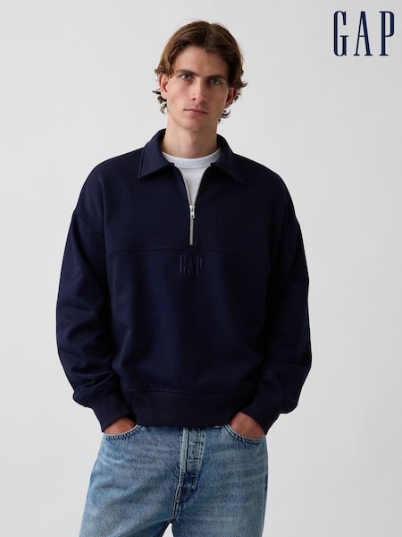 Jūras spēki - Regular Gap Heavyweight Oversized Logo Half-zip Pullover Sweatshirt