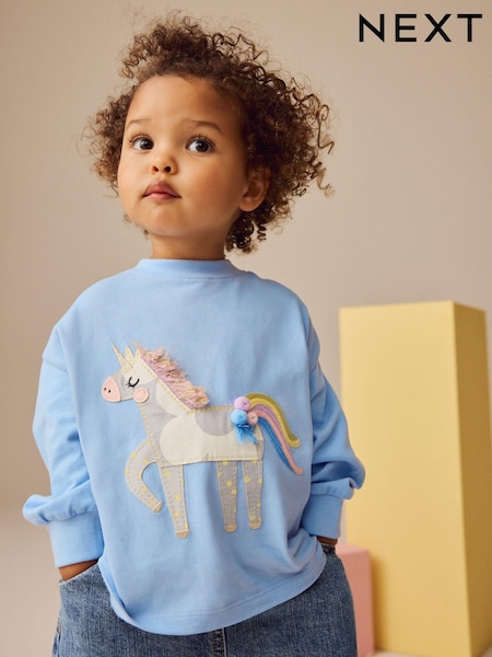 أزرق وحيد القرن - Long Sleeve 100% Cotton T-Shirt (3mths-7yrs) (E44975) | ‏28 د.إ.‏ - ‏ 35‏ د.إ.