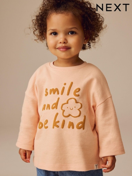 وردي Smile - Long Sleeve 100% Cotton T-Shirt (3mths-7yrs) (E44980) | ‏21 د.إ.‏ - ‏ 28‏ د.إ.