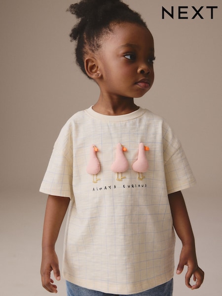 Cream Padded Duck 100% Cotton Short Sleeve T-Shirt (3mths-7yrs) (E44985) | $14 - $18