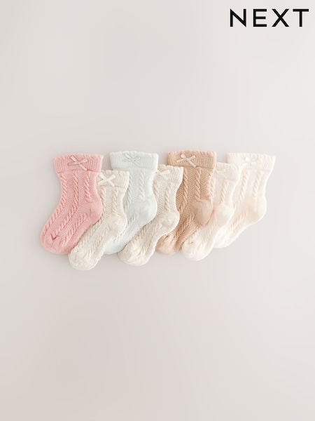 Pink Cosmetic Baby Cable Socks 7 Pack (0mths-2yrs) (E45066) | BGN 29