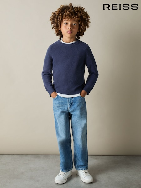 Reiss Dark Airforce Blue Cloud 3-9 yrs Wool Blend Crew Neck Jumper (E45152) | €20