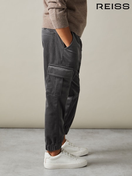 Reiss Steel Grey Aymos 9-13 yrs Corduroy Drawstring Trousers (E45155) | kr802