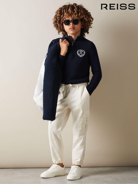 Reiss Off White Aymos 9-13 yrs Corduroy Drawstring Trousers (E45157) | €58