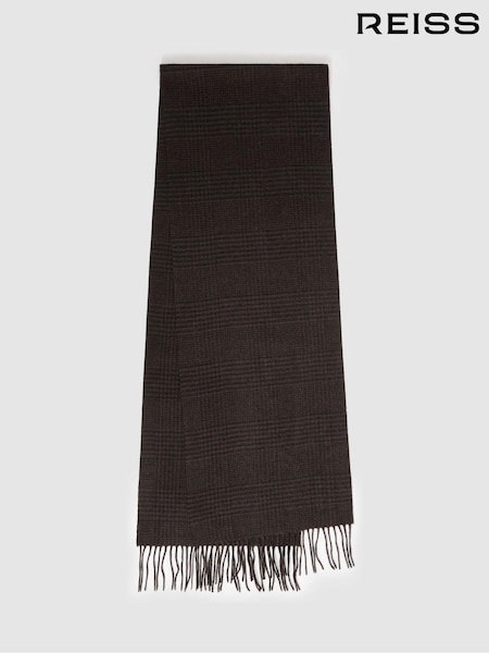 Reiss Brown/Black Sanders Wool and Cashmere Prince of Wales Check Scarf (E45160) | AZN 170