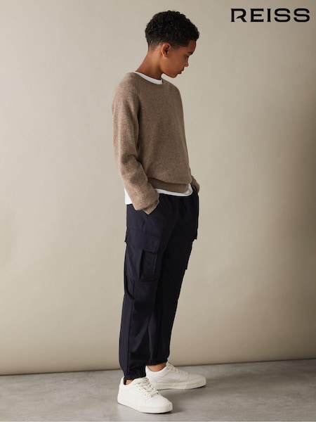 Reiss Brown Melange Cloud 3-9 yrs Wool Blend Crew Neck Jumper (E45162) | €58