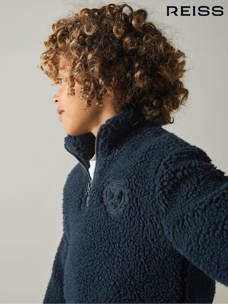 Reiss Navy Dalton Logo Embroidered Fleece Sweatshirt (E45167) | €94
