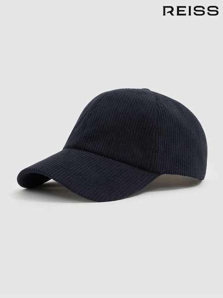Azul marino oscuro - Reiss Benton Corduroy Baseball Cap (E45181) | 85 €