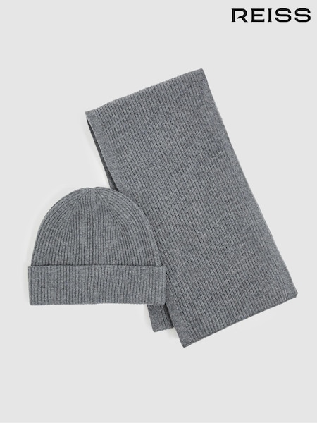Reiss Chesterfield Merino Wool Ribbed Scarf And Beanie Set (E45199) | 145 €