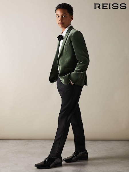 Salvie Grønn - Reiss Apsara Velvet Enkelknappet Blazer (E45216) | kr1 965