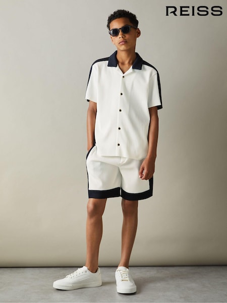 Reiss Pico Colourblock Plisse Drawstring Shorts (E45227) | 231 LEI