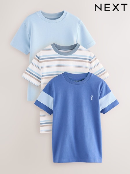 Azul/crema - Stripe Regular Fit Short Sleeve T-Shirts 3 Pack (3-16yrs) (E45239) | 29 € - 37 €